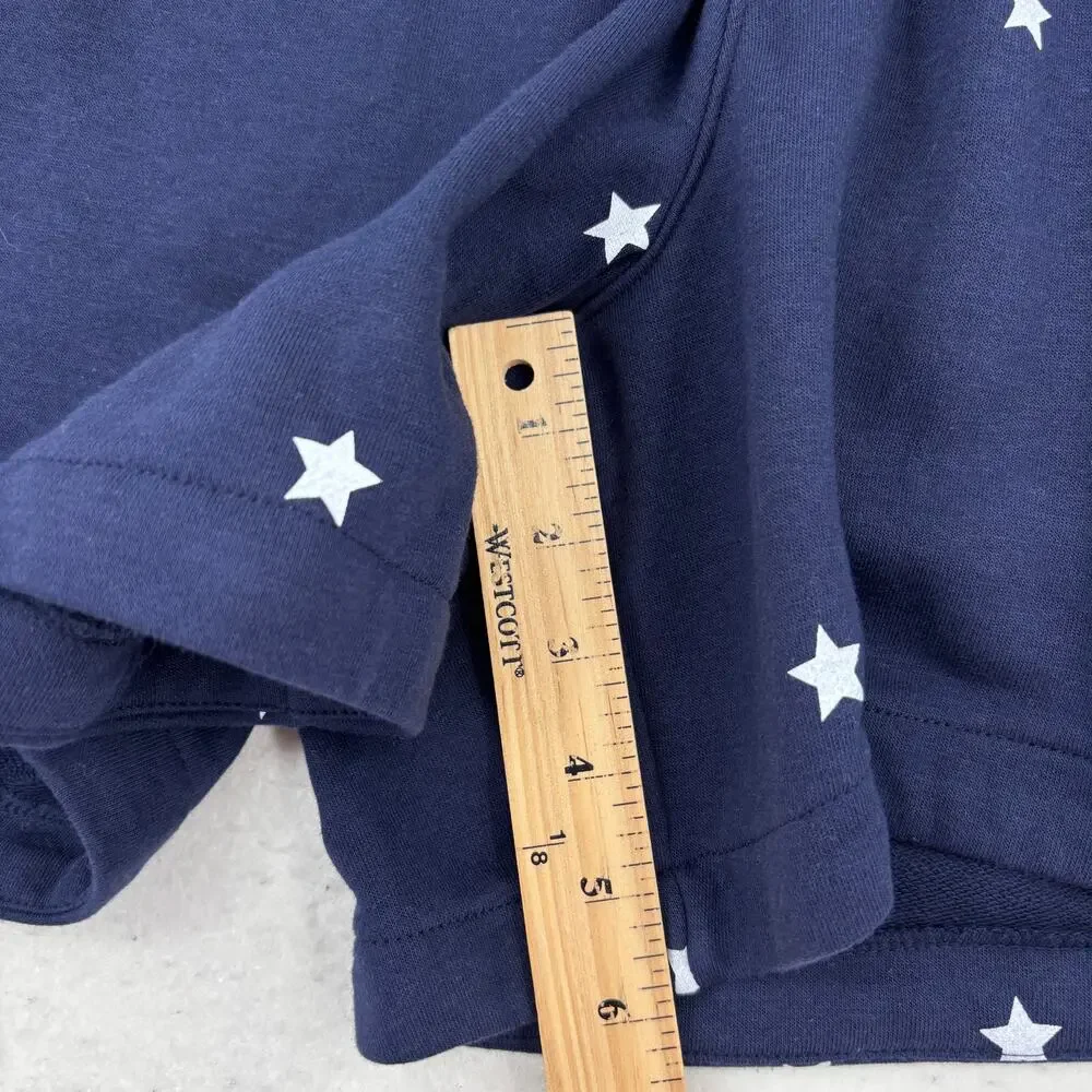 LIVI Pull On Shorts Size 14/16 Navy Blue Star Print Drawstring Pockets Patriotic